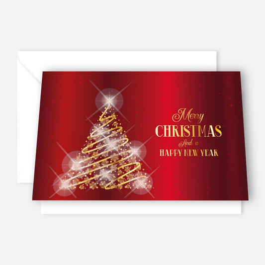 Edle Weihnachtskarte in rot und gold - Klappkarte mit Kuvert