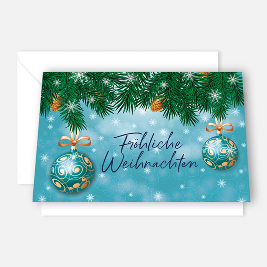 Moderne Weihnachtskarte - Klappkarte mit weißem Kuvert 12x18cm