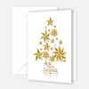 Weihnachtskarte - inkl. Umschlag mit Weihnachtsbaum aus Sterne in weiß und gold