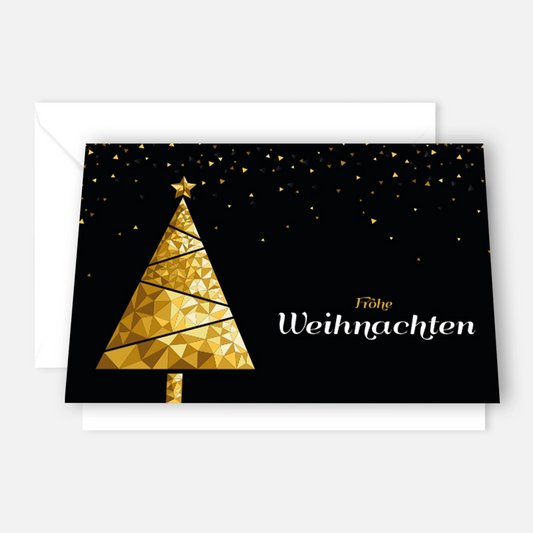 Klassische Weihnachtskarte - inkl. Umschlag mit Weihnachtsbaummotiv in gold