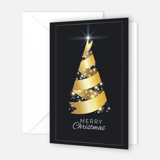 Moderne Weihnachtskarte - inkl. Umschlag mit Weihnachtsbaummotiv in gold
