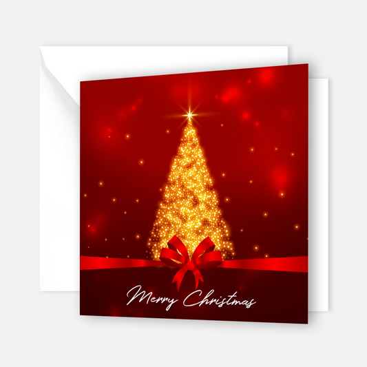 Edle, quadratische Weihnachtskarte in rot und gold - Klappkarte mit Kuvert