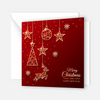 Edle quadratische Weihnachtskarte - Klappkarte - rot-goldenes Design
