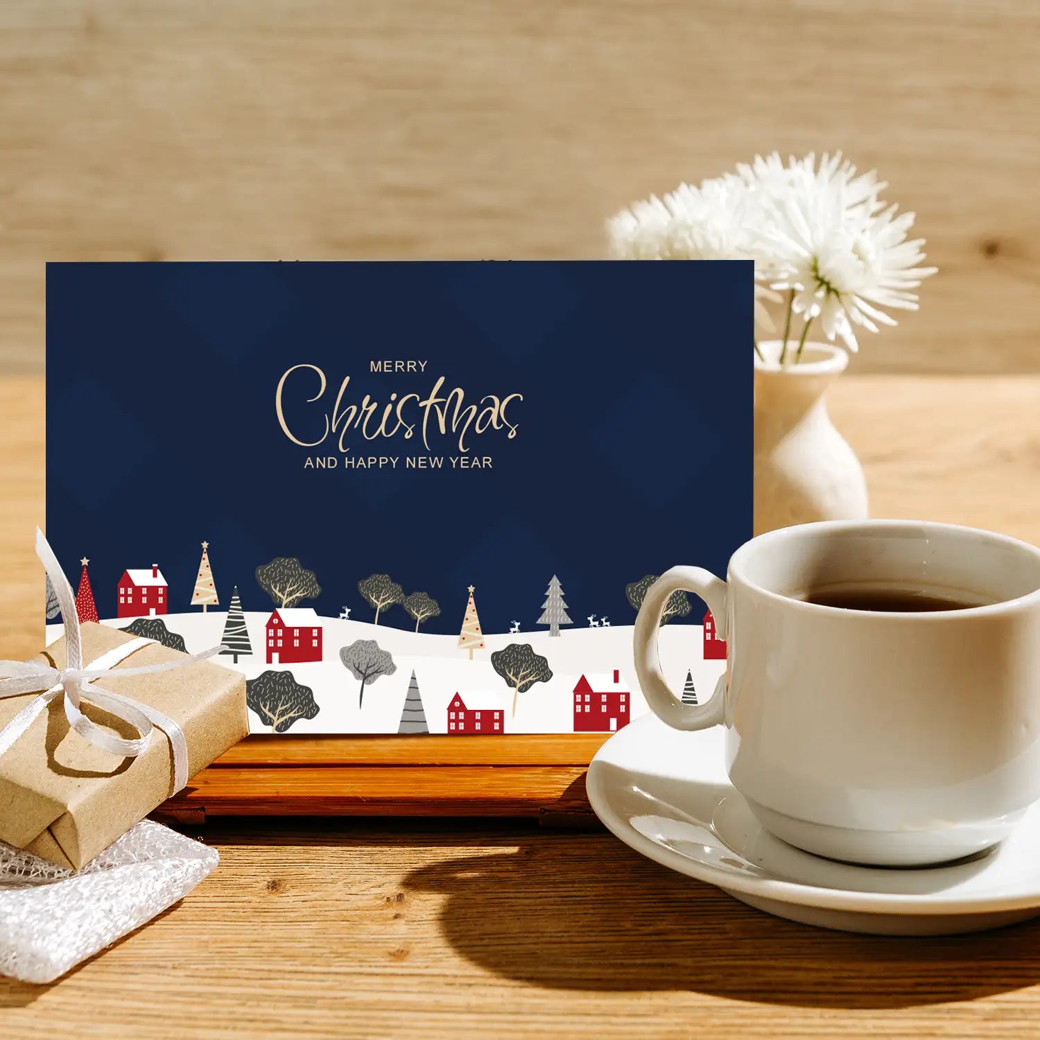 1 Weihnachtskarte Winterlandschaft für Weihnachten - Klappkarte mit Umschlag - Merz Designkarten