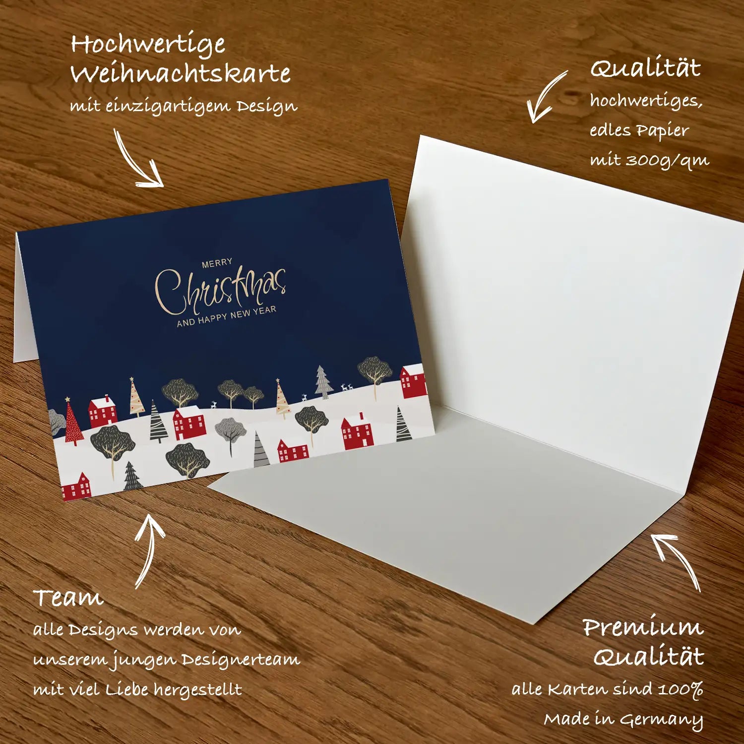1 Weihnachtskarte Winterlandschaft für Weihnachten - Klappkarte mit Umschlag - Merz Designkarten