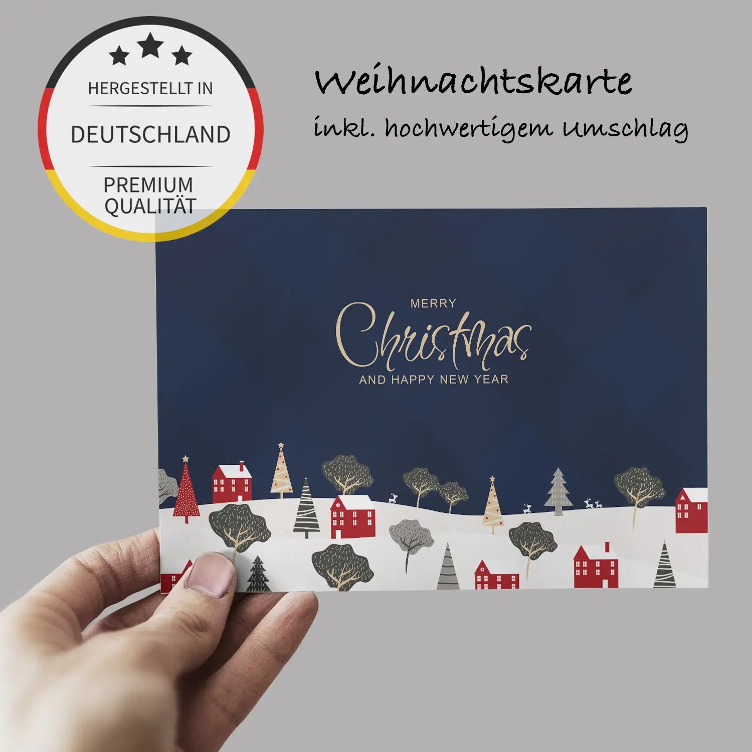 1 Weihnachtskarte Winterlandschaft für Weihnachten - Klappkarte mit Umschlag - Merz Designkarten