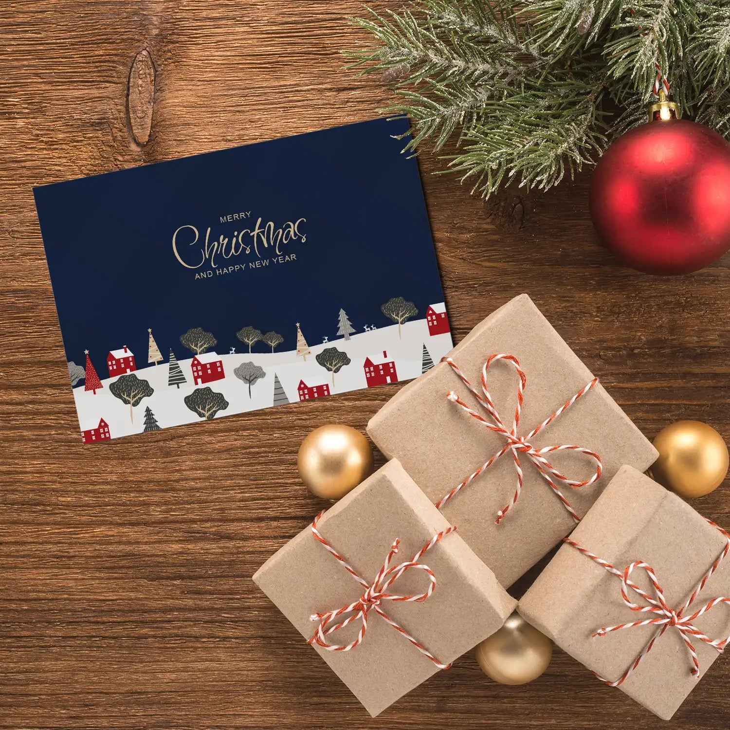 1 Weihnachtskarte Winterlandschaft für Weihnachten - Klappkarte mit Umschlag - Merz Designkarten