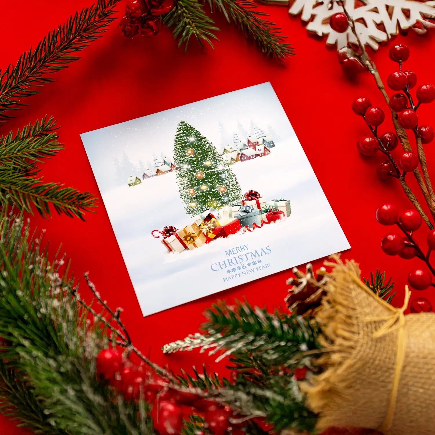 Quadratische, moderne Weihnachtskarte - Klappkarte - festliche Stimmung - Merz Designkarten