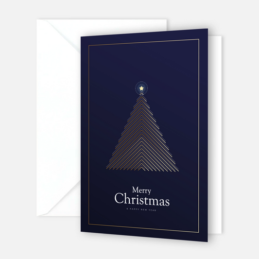 Moderne Weihnachtskarte - inkl. Umschlag mit Weihnachtsbaummotiv dunkelblau