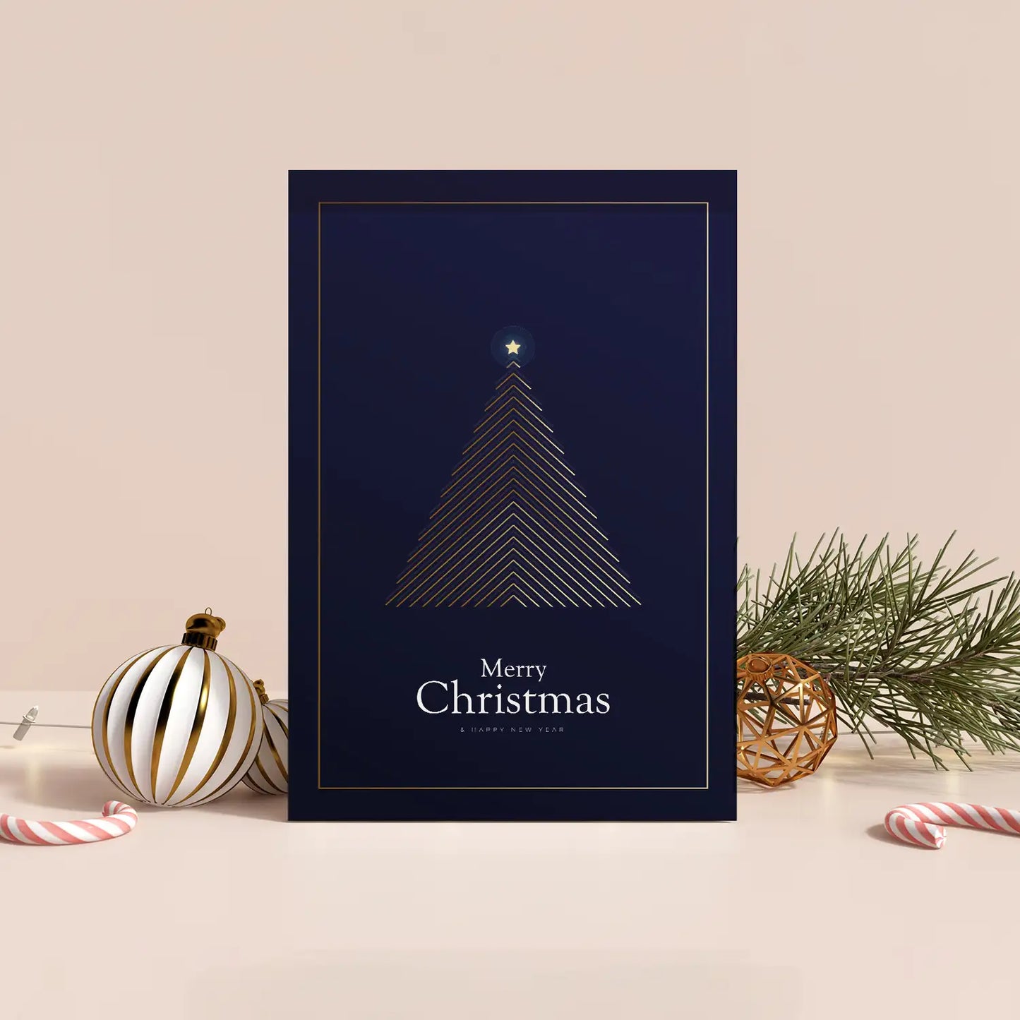 Moderne Weihnachtskarte - inkl. Umschlag mit Weihnachtsbaummotiv dunkelblau - Merz Designkarten