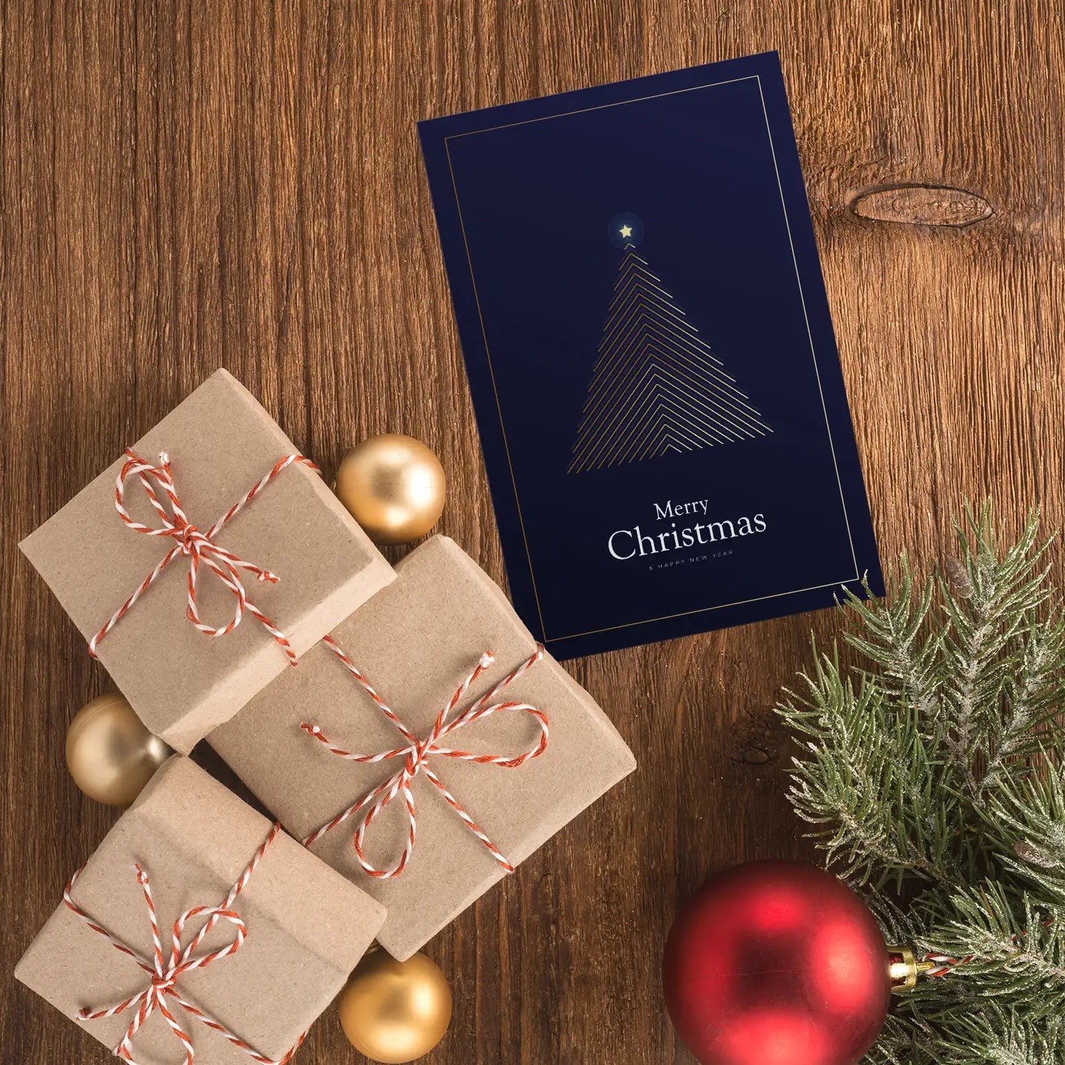Moderne Weihnachtskarte - inkl. Umschlag mit Weihnachtsbaummotiv dunkelblau - Merz Designkarten