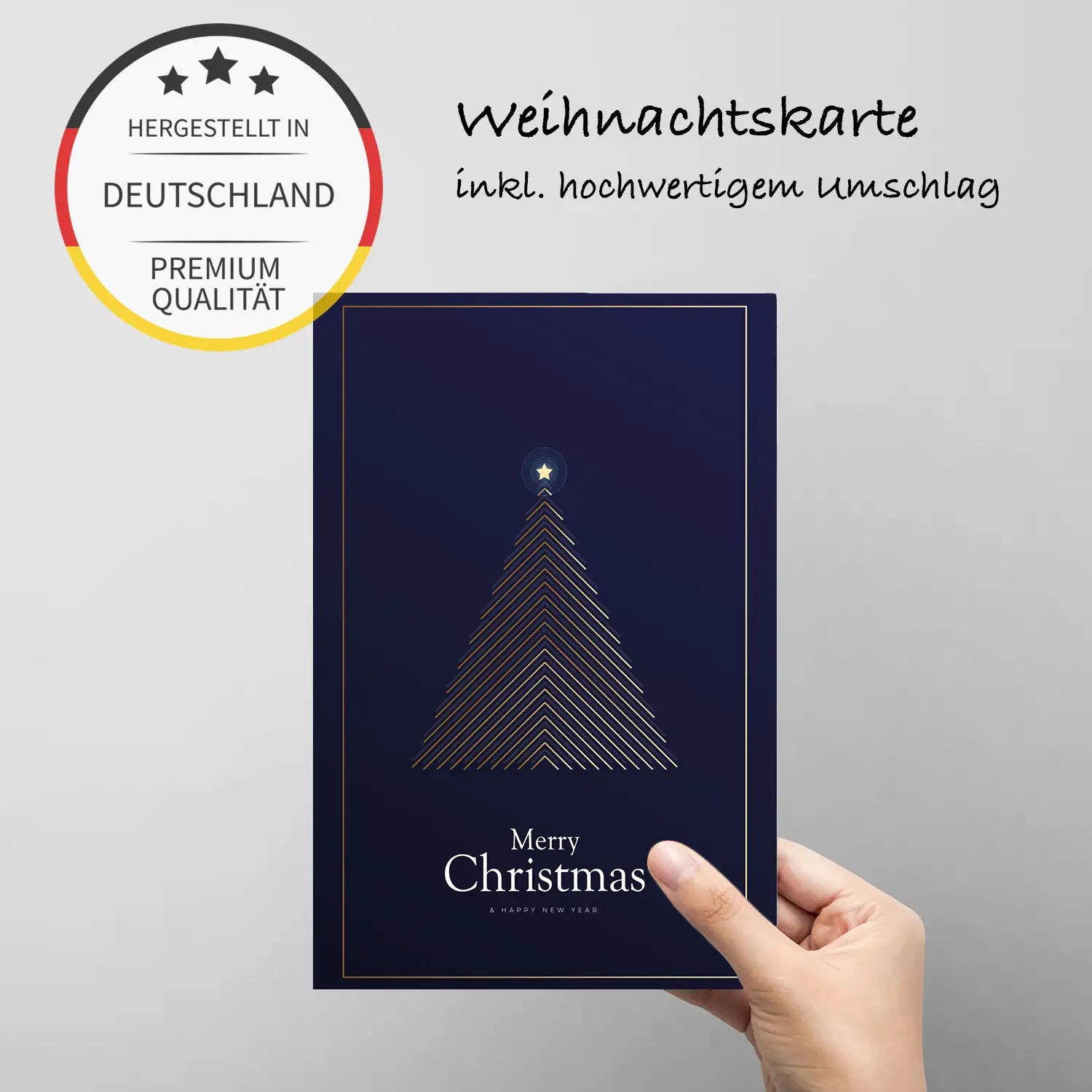 Moderne Weihnachtskarte - inkl. Umschlag mit Weihnachtsbaummotiv dunkelblau - Merz Designkarten