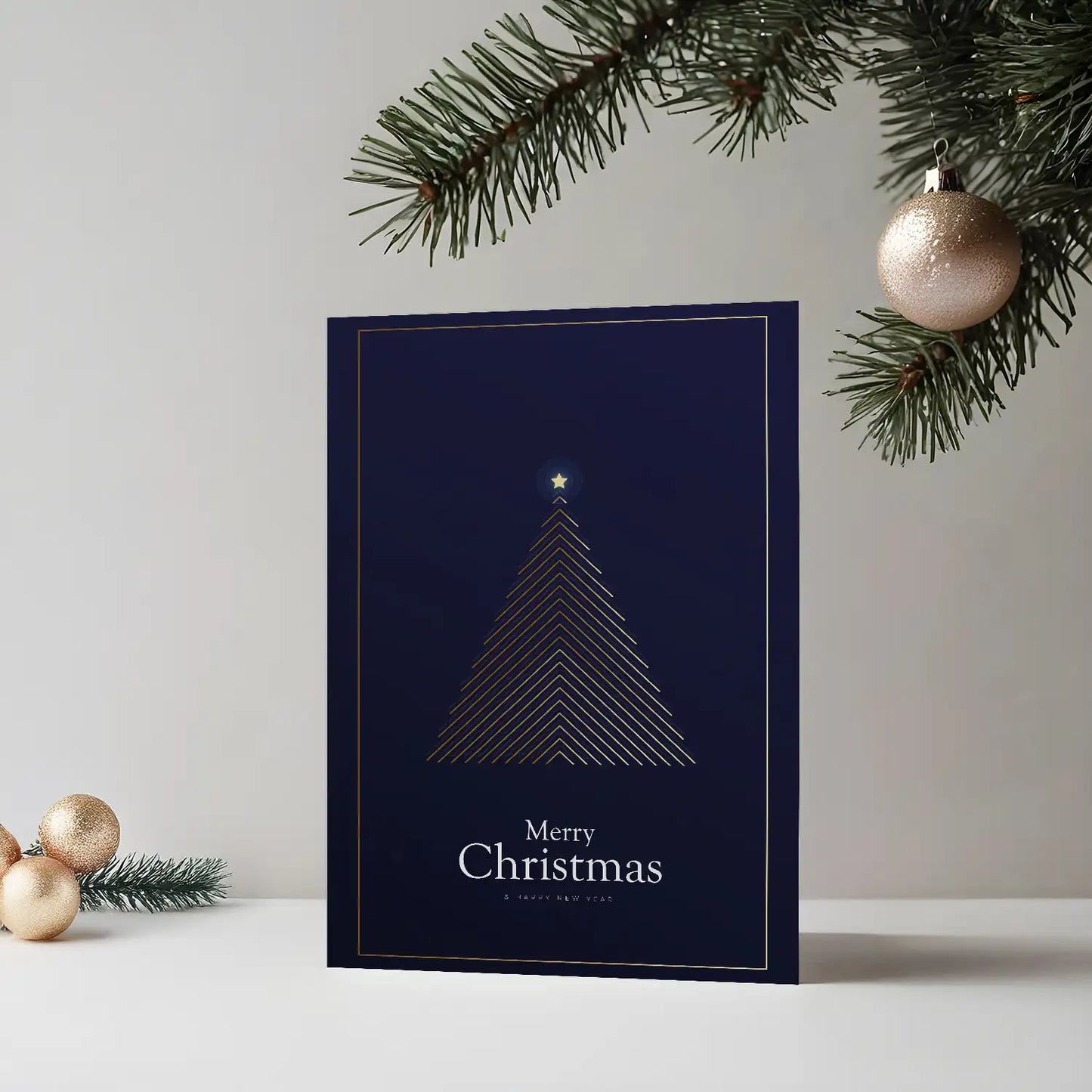 Moderne Weihnachtskarte - inkl. Umschlag mit Weihnachtsbaummotiv dunkelblau - Merz Designkarten