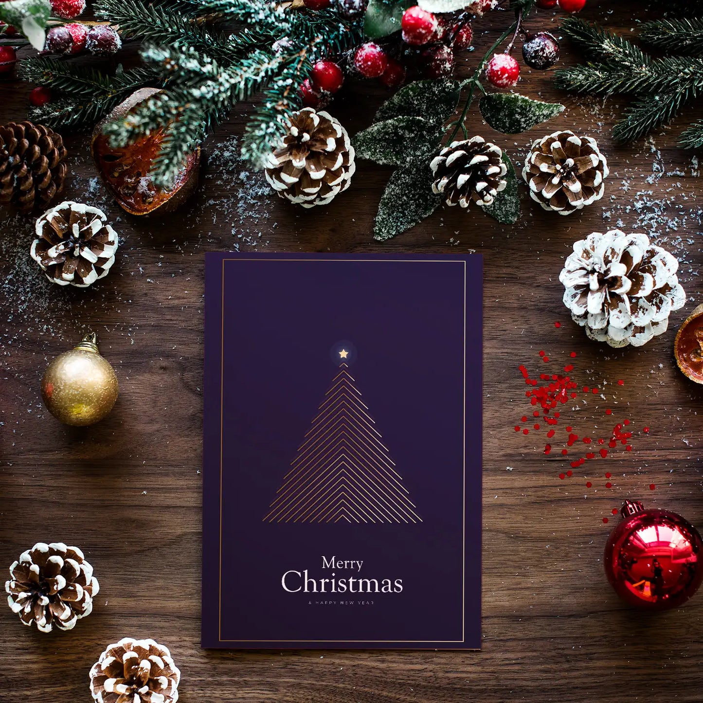 Moderne Weihnachtskarte - inkl. Umschlag mit Weihnachtsbaummotiv dunkelblau - Merz Designkarten