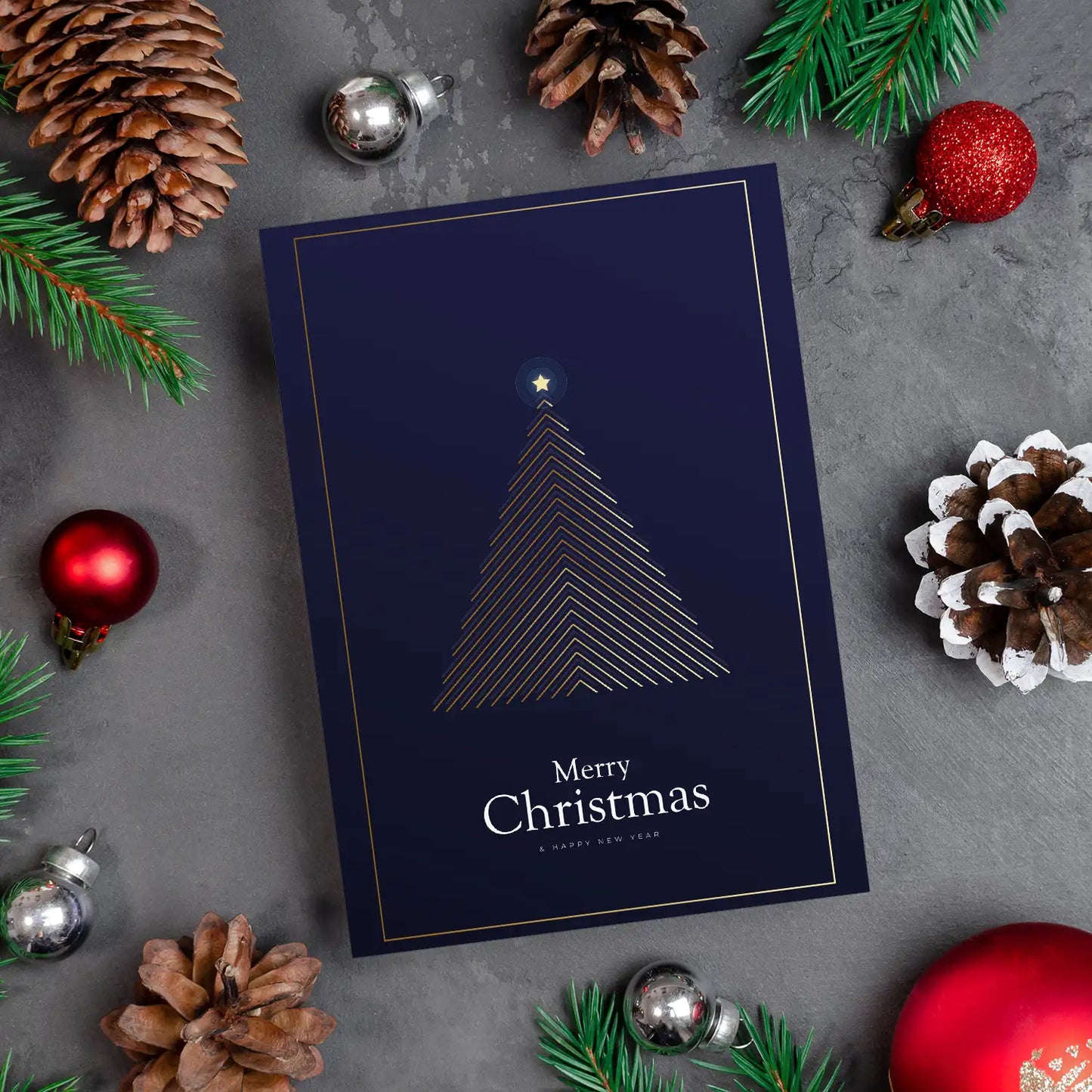Moderne Weihnachtskarte - inkl. Umschlag mit Weihnachtsbaummotiv dunkelblau - Merz Designkarten