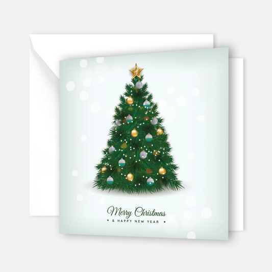 Retro-Weihnachtskarte mit Tanne- Klappkarte mit weißem Kuvert