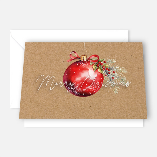 1 bezaubernde  Weihnachtskarte mit Baumkugelmotiv -Klappkarte mit Umschlag 14,8 x 10,5cm