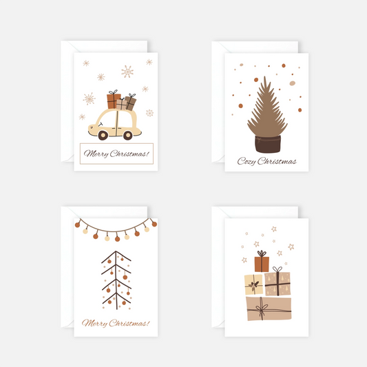 4 moderne Postkarten Weihnachtskarten