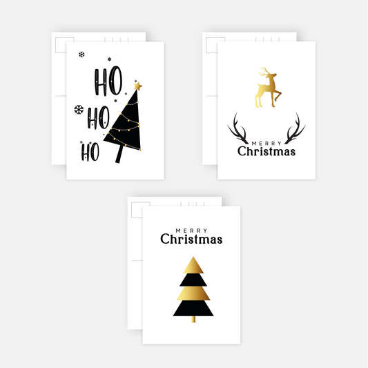 3 moderne Weihnachtskarten ( Postkarten) im Set - 10,5x14,8cm -