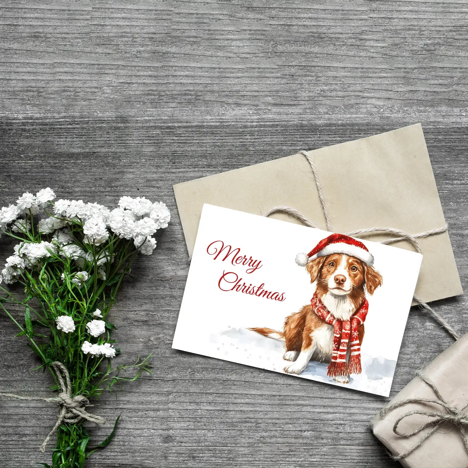 1 Weihnachtskarte für Hundefans 10,5x14,8cm Klappkarte +Umschlag - Merz Designkarten
