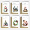 Einzigartiges 6er Weihnachtskartenset mit Aquarellmotiven