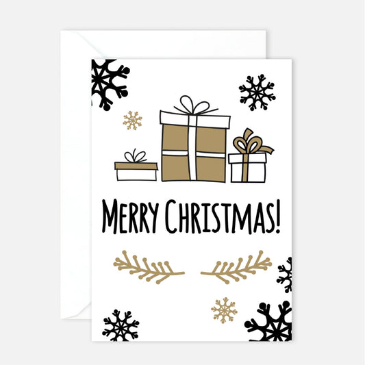 1 moderne Weihnachtskarte - Postkarte - mit Geschenkemotiv