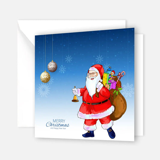 1 moderneWeihnachtskarte - Klappkarte mit Weihnachtsmannmotiv und Umschlag