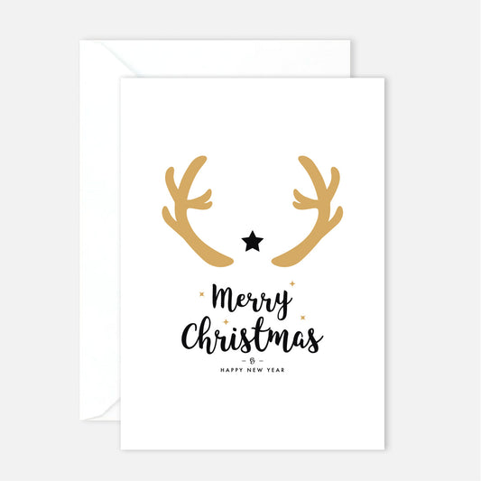 1 moderne Weihnachtskarte - Geweihmotiv- Postkarte