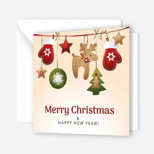 Einzigartige, quadratische Weihnachtskarte - Klappkarte mit weißem Kuvert