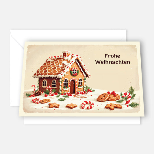 Weihnachtskarte im Retro-Look- mit weißem Kuvert 12x18cm