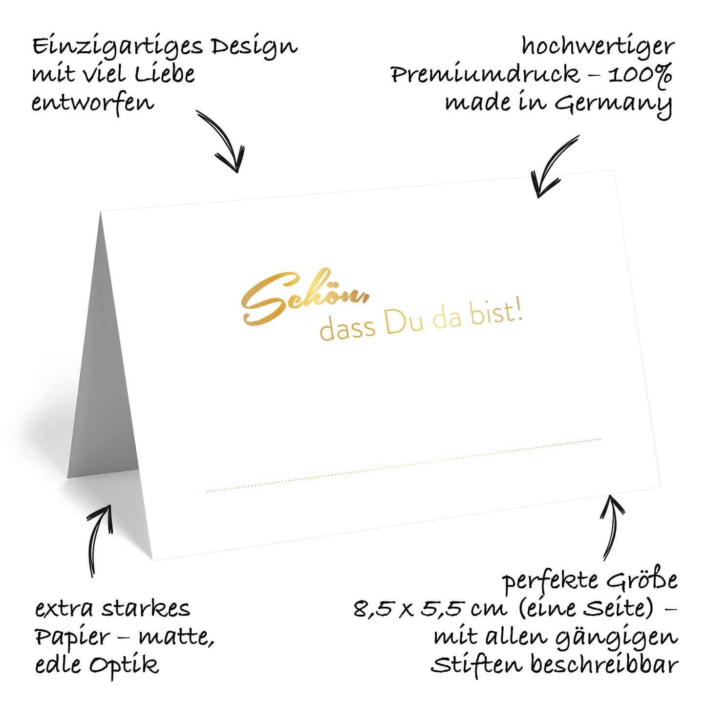 50  edle Tischkarten Platzkarten Namenskarten Namensschilder 5,5x8,5cm